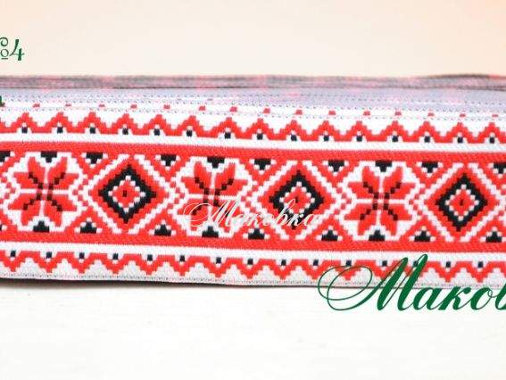 Тесьма 30 мм с украинским орнаментом, рис. №4, моток 5 метров Тесьма 30 мм с украинским орнаментом, рис. №4, моток 5 метров