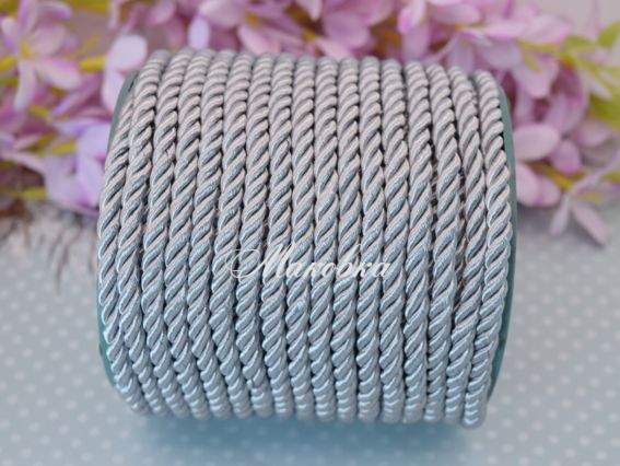 Шнур витой атласный,  6 мм Стальной серый, 1 м