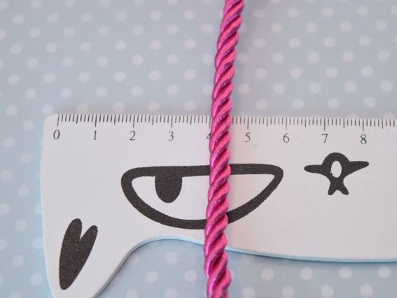 Атласний кручений шнур, товщина 6 мм колір Фуксія, 1 м