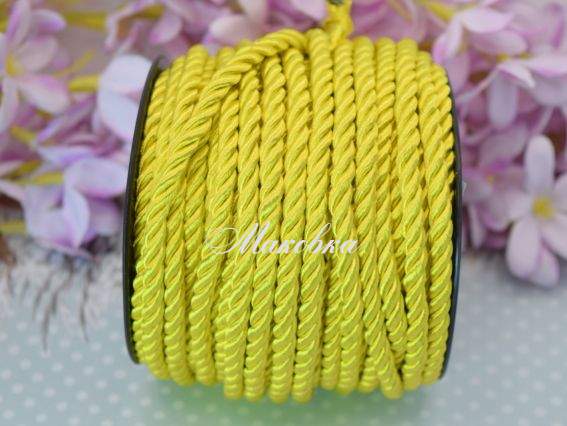 Шнур витой атласный,  6 мм Желто-ЗОЛОТОЙ, 1 м