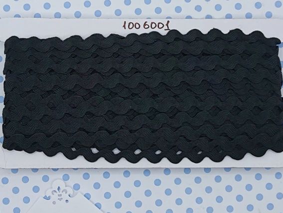 Декоративна тесьма Хвиля (зіг-заг) 9 мм, чорна, 1 метр