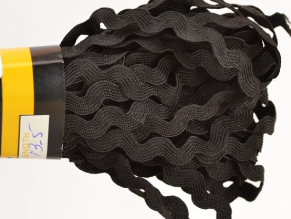 Тесьма Хвиля (зіг-заг) 5 мм, чорна, 1 моток