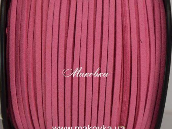 Замшевый шнур 3х1,5 мм, Розовый , 1 м