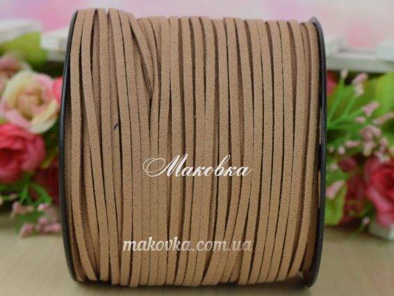 Замшевий шнур 3х1,5 мм, Кавовий середній, 1 м. Замшевий шнур 3х1,5 мм, Кавовий середній, 1 м.