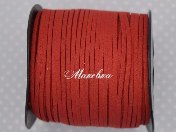 Замшевий шнур 3х1,5 мм, 1 м, бордовий Замшевий шнур 3х1,5 мм, 1 м, бордовий