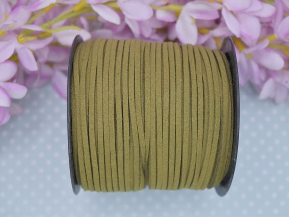Замшевий шнур 3х1,5 мм, 1 м, зелений хакі Замшевий шнур 3х1,5 мм, 1 м, зелений хакі