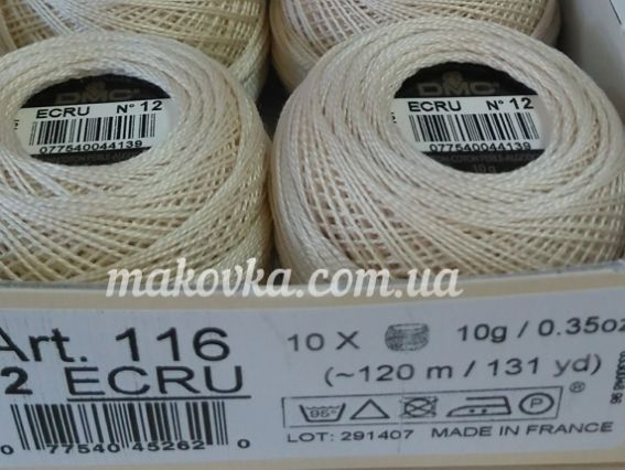 116/12 бавовняне муліне DMC Pearl Cotton Balls 12art колір ECRU, 1 шт