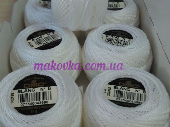 116/8 хлопковое мулине DMC Pearl Cotton Balls 8art цвет BLANC, 1 шт