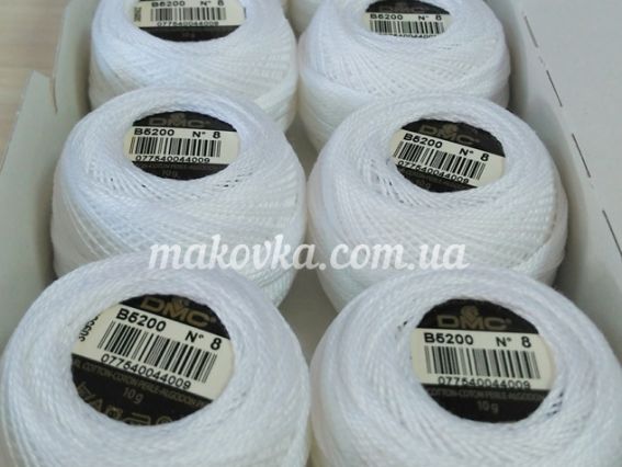 116/8 бавовняне муліне DMC Pearl Cotton Balls 8art колір В5200 білосніжний, 1 шт