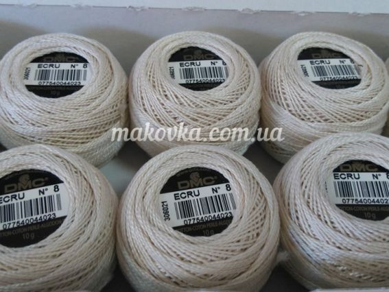 116/8 бавовняне муліне DMC Pearl Cotton Balls 8art колір ECRU, 1 шт