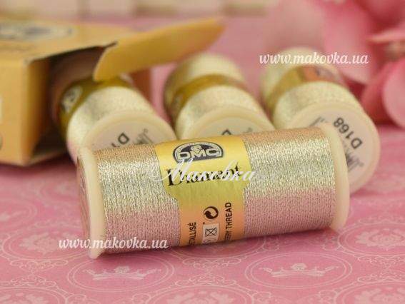 Мулине металлизированное Diamant DMC D168 серебро, 1 катушка 35 м, 