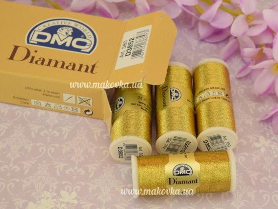 Люрексова нитка, металізоване муліне Diamant DMC DMC D3852 золото, 1 котушка 35 м, Японія