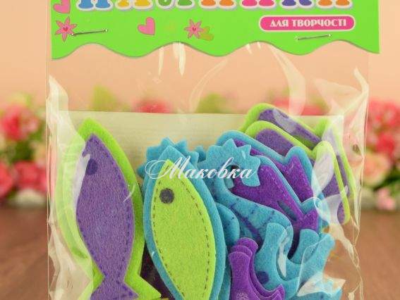 Наклейки Водный мир (рыбки, морские коньки), 14 шт из войлока, 951573 Ухтышко  Наклейки Водный мир (рыбки, морские коньки), 14 шт из войлока, 951573 Ухтышко 