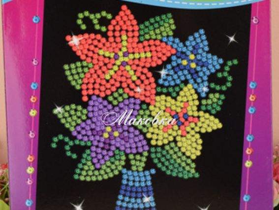 Аппликация с пайетками Цветы. А4, 1 вересня 952571 Аппликация с пайетками Цветы. А4, 1 вересня 952571