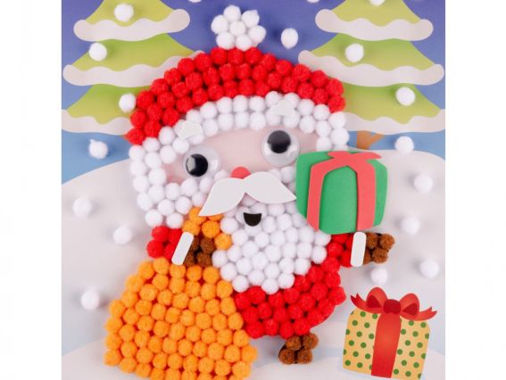 954546 Набір для творчості 1Вересня "Санта", аплікація з помпонами ЕВА