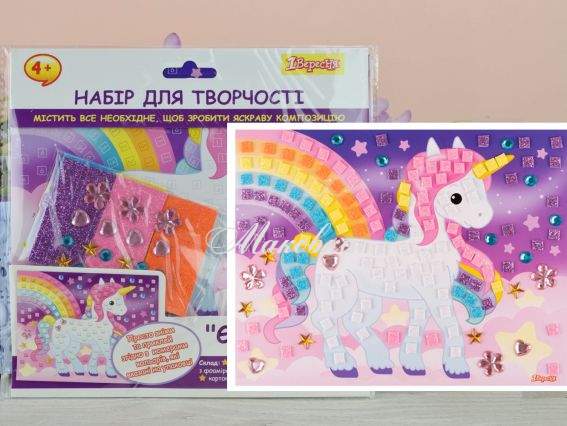 Аппликация мозаика Единорог, 954573 1Вересня, Набор для творчества Аппликация мозаика Единорог, 954573 1Вересня, Набор для творчества