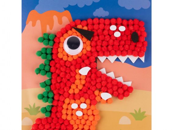 954592 Набір для творчості 1Вересня Динозаврик, аплікація з помпонами ЕВА