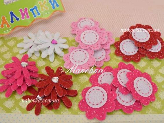Наклейки Ромашки розовые, красные, белые , войлок, 30 шт 951637,  Ухтишко Наклейки Ромашки розовые, красные, белые , войлок, 30 шт 951637,  Ухтишко