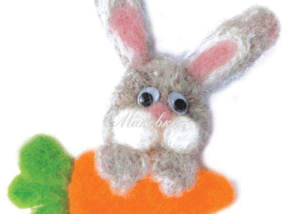 Набір для валяння В-02 Любитель морквини (кролик), Чарівна мить Набір для валяння В-02 Любитель морквини (кролик), Чарівна мить