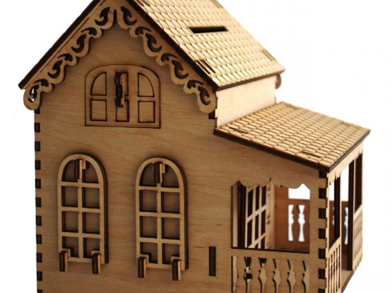 Набор для творчества 001-F Конструктор копилка На будинок, 17*16*13,5 см, фанера, Чарівна мить