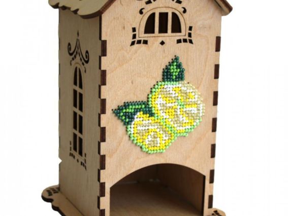 Набір для творчості F-009 Конструктор Чайний будиночок з лимоном, 18,5*10,6*10,6см, фанера, бісер, Чарівна мить