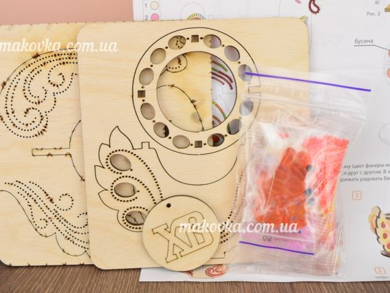 Набір для творчості 061-F Набір-Конструктор Великодня курка, 14,0 * 12,0 * 11,5 см, фанера, бісер, Чарівна мить