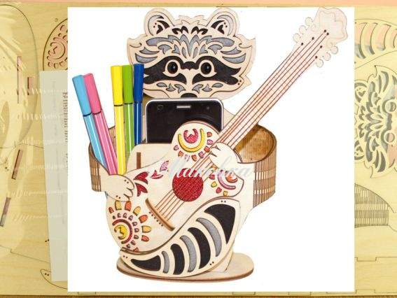 069-F Набор-Конструктор Подставка Енот - для телефона и канцтоваров, Чаривна мыть