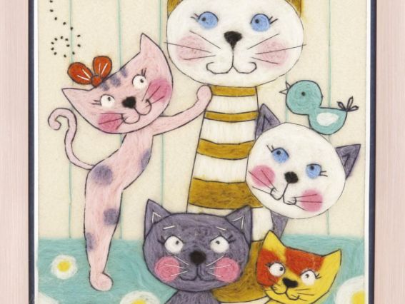 В-211 Весела родина , 19х25,5 см, набір для валяння картини, Чаривна мить