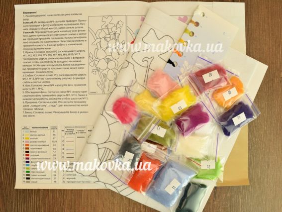 Набір для творчості. Валяння картини Вовняна акварель В-99 Витонченість, Чарівна мити