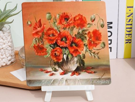 Картина стразами 5D , 177083, Букет маков Go to Art 21х25см Діамантові ручки, підставка JA21114