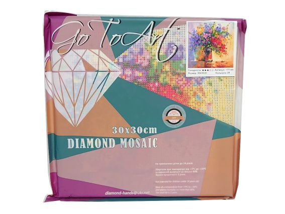 Картина стразами 177149 Букет польових квітів. Дарчук О. Go to Art Діамантові ручки на підрамнику