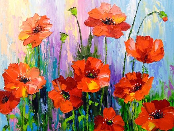 Картина стразами 177151 Маки в полі. Дарчук О. Go to Art Діамантові ручки на підрамнику