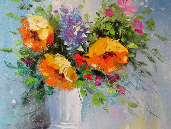 Картина стразами 177153 ББукет жовтих троянд у вазі Худ. Дарчук О., Go to Art Діамантові ручки на підрамнику