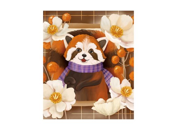 Картина стразами 5D 177180 Енотик. Осень, Худ. Сивер Go to Art, 21х25см , подставка  