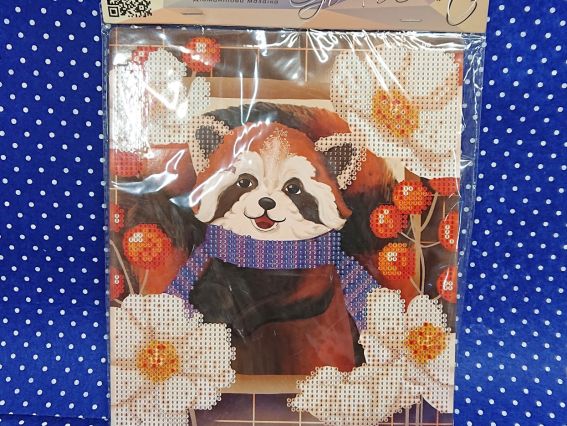 Картина стразами 5D 177180 Енотик. Осень, Худ. Сивер Go to Art, 21х25см , подставка  