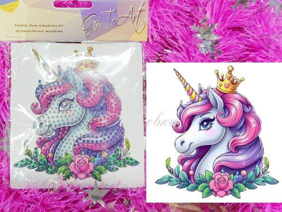 Наліпка Принцеса Єдинорогів Go to Art, 177265 набір для творчості зі стразами  Наліпка Принцеса Єдинорогів Go to Art, 177265 набір для творчості зі стразами 