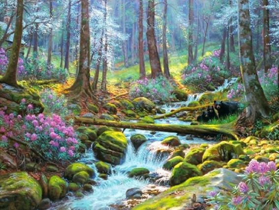 Картина стразами 177288 Лісова річка, набір Go to Art Діамантові ручки на підрамнику (GM72850)