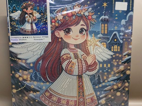 Картина стразами Рождественский ангелочек, набор 177323 Диамантовые ручки Go to Art