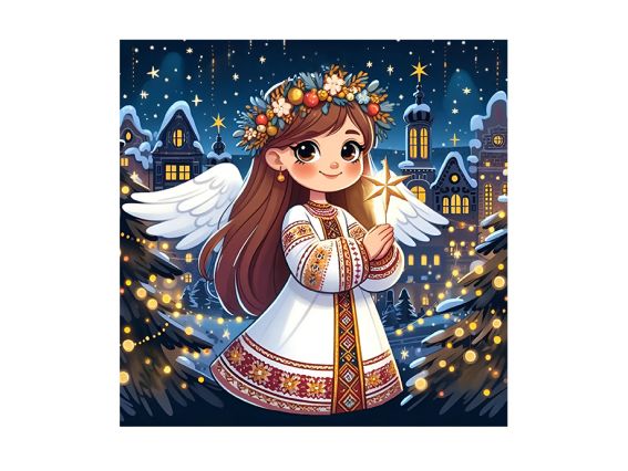 Картина стразами Рождественский ангелочек, набор 177323 Диамантовые ручки Go to Art