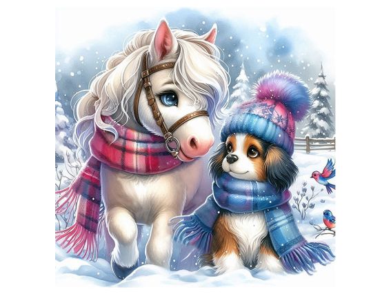 Картина стразами Зимова прогулянка, набір 177363 Діамантові ручки Go to Art