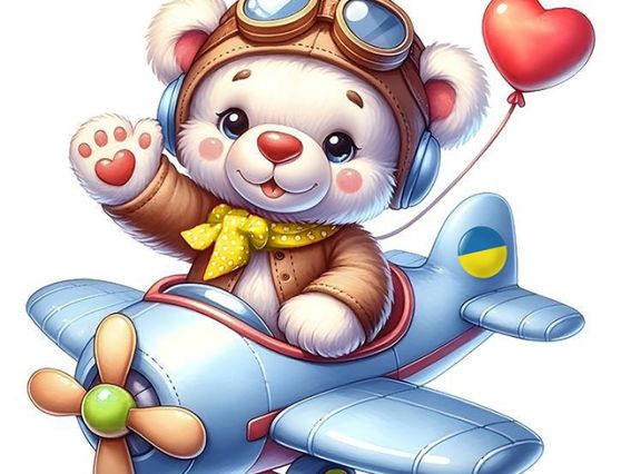 Набір діамантова мозаїка Наліпка Політ з любов’ю (ведмежа), 11*10 см Go to Art 177407