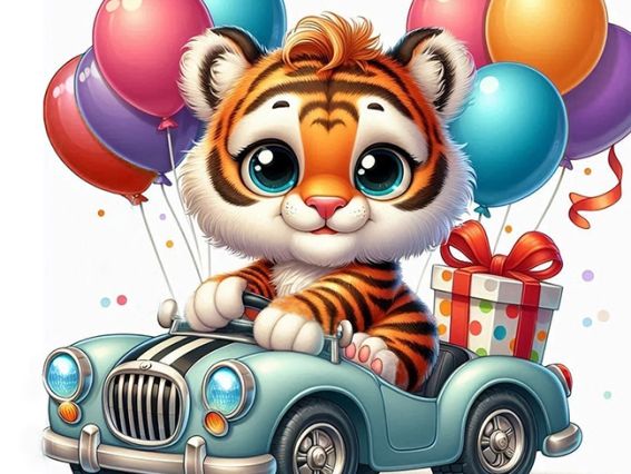 Набір діамантова мозаїка Святкова подорож (тигрик), 11*10 см Go to Art 177410 