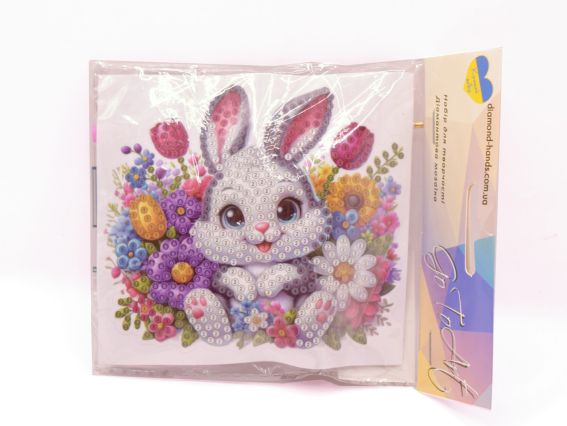 Наліпка Зайчик-сюрприз, 11*10 см Go to Art 177411 діамантова мозаїка