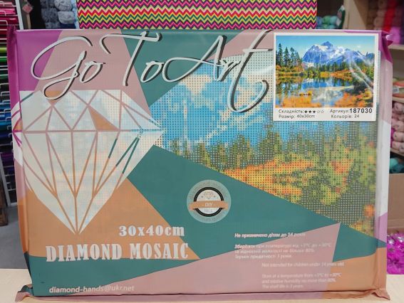 Картина стразами 187030 Кришталеве озеро, набір Go to Art Діамантові ручки на підрамнику