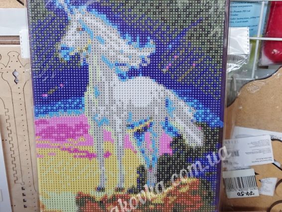 Картина стразами Єдиноріг, набір 178660 Go to Art Діамантові ручки на підрамнику