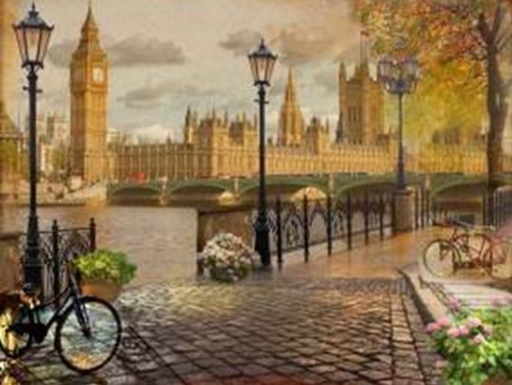 Картина стразами 5D , 178184, Біля Темзи 21х25см Діамантові ручки, підставка  JA21098 