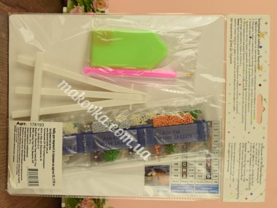 Картина стразами 5D , 178193 , Маяк 21х25см Діамантові ручки, Go to Art, підставка   JA21276