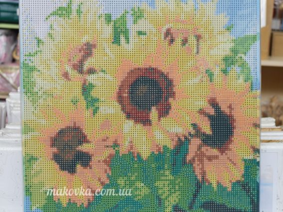 Картина стразами MS24704 Соняхи, набір 178205 Діамантові ручки на підрамнику