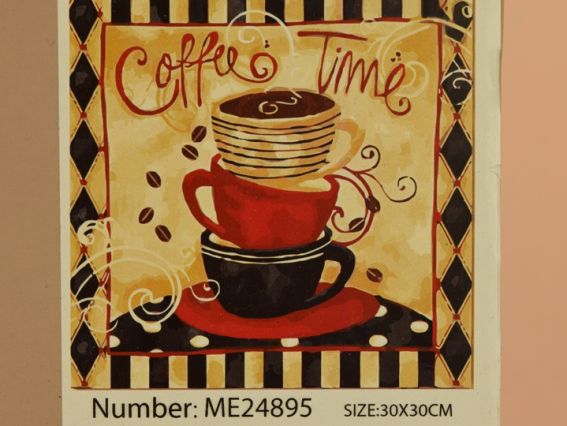 Картина стразами ME24895 Coffe time, набір 178220 Діамантові ручки на підрамнику