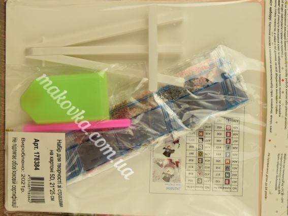 Картина стразами 5D , 178384, Сніговік 21х25см Діамантові ручки, підставка   JA25894